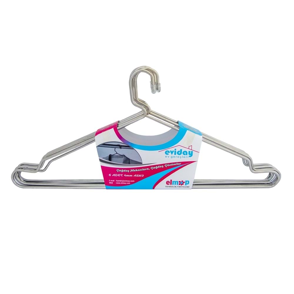 ELMOP AS03 METAL ELBİSE ASKISI 6LI *24*