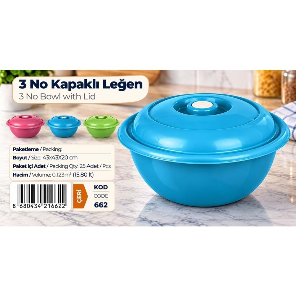 ÇERİSAN 662 NO 3 KAPAKLI HAMURLUK *25*
