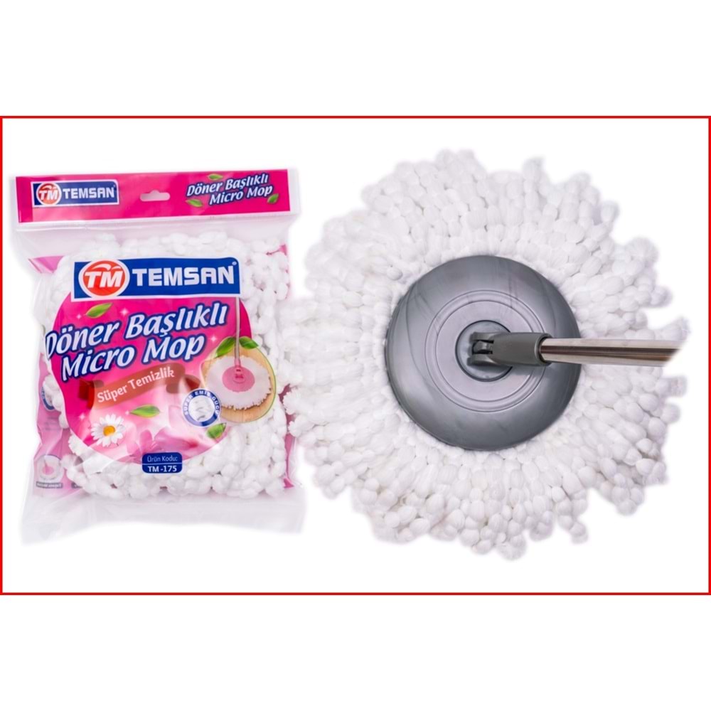 TEMSAN TM175 DÖNER BAŞLIKLI MİKRO İPLİ LÜX MOP *80*
