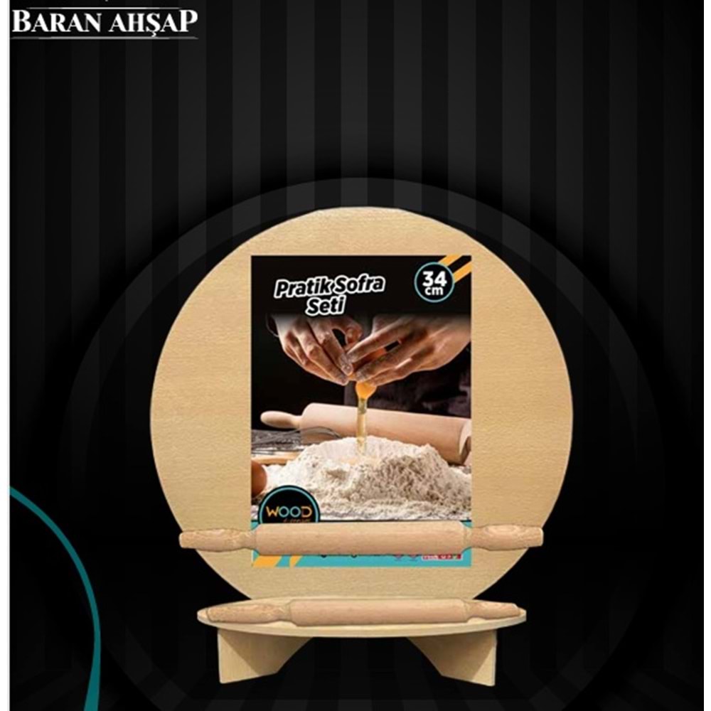 BARAN AHŞAP 3773 34 CM PRATİK SOFRA SETİ *20*