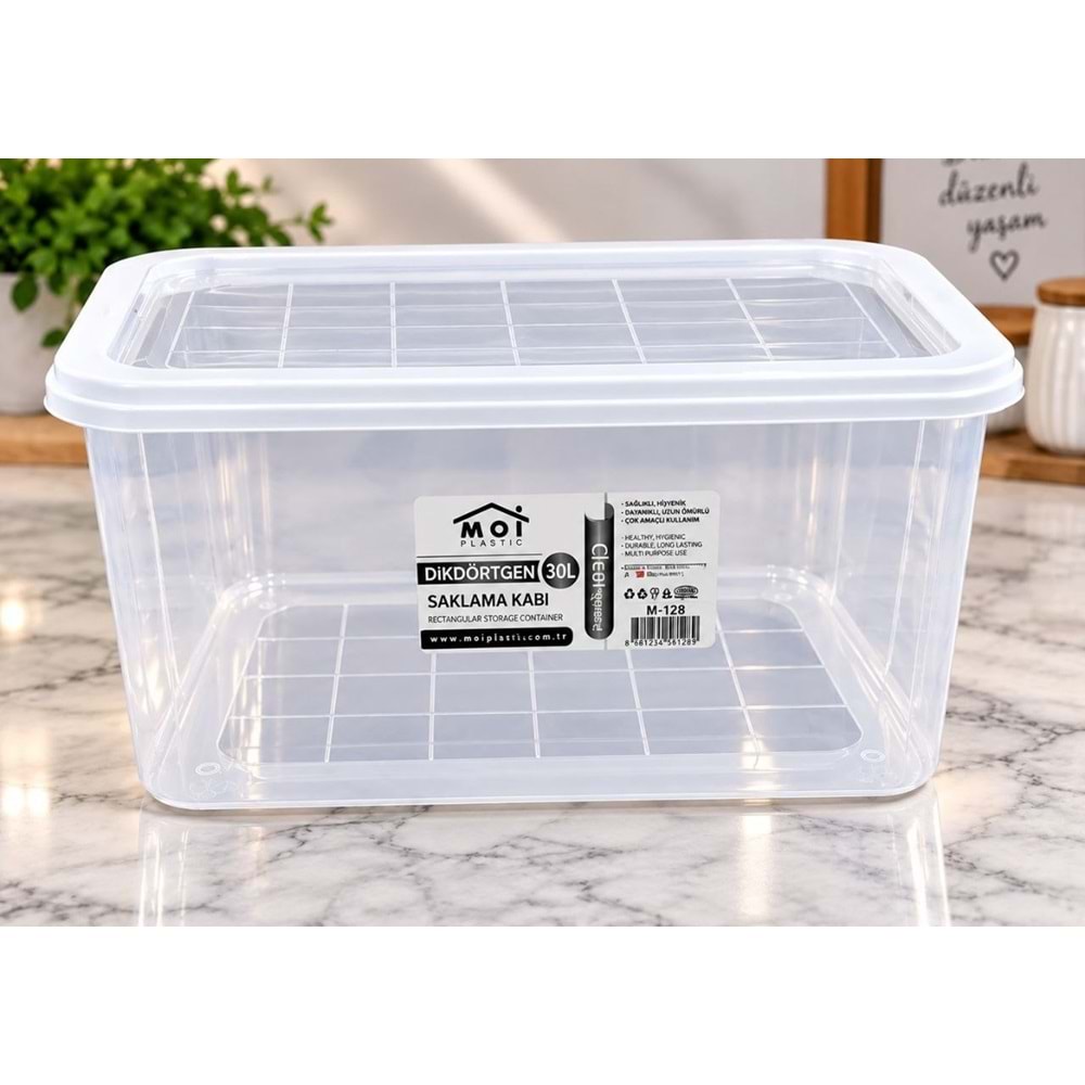 MOİ PLASTİK (C128) COF 1018 30 LT ŞEFFAF DİKD. SAKLAMA KABI *16*