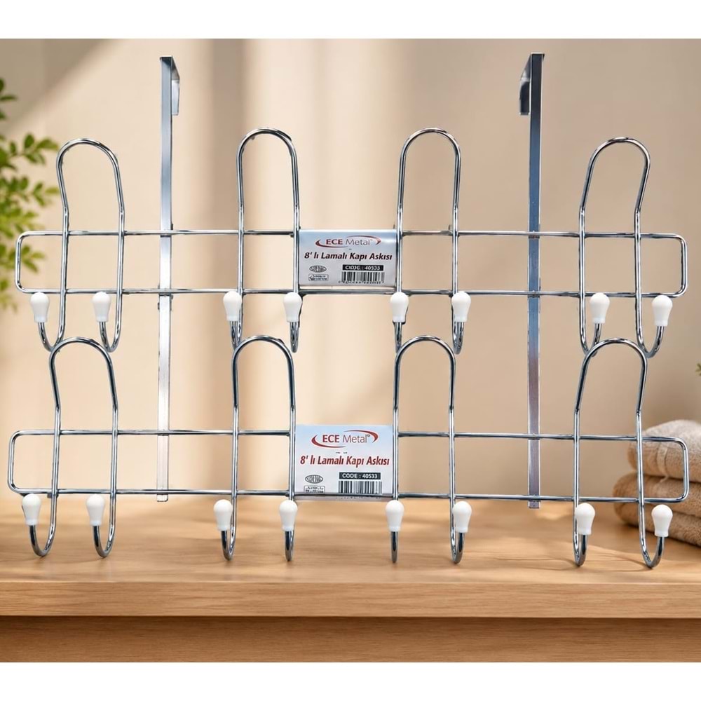 ECE METAL 40533 KROM KAPLAMA 8 Lİ LAMALI KAPI ARKASI ASKI *16*