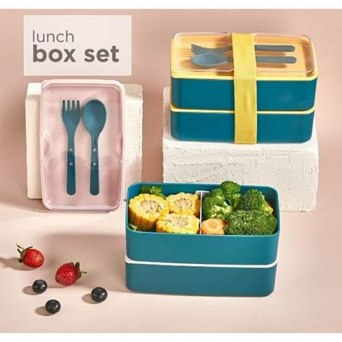 LOVA LV164-1003 DİKDÖRTGEN KAT KAT LUNCH BOX SET *12*