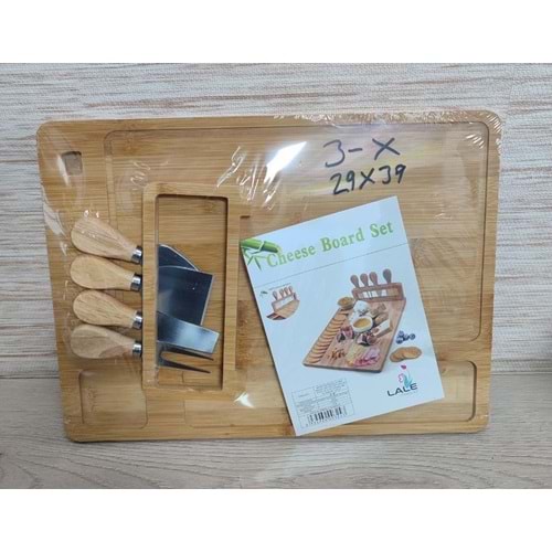 LALE İTHALAT 3X AHŞAP 4 BIÇAKLI STANDLI BÜYÜK SUNUMLUK *36*