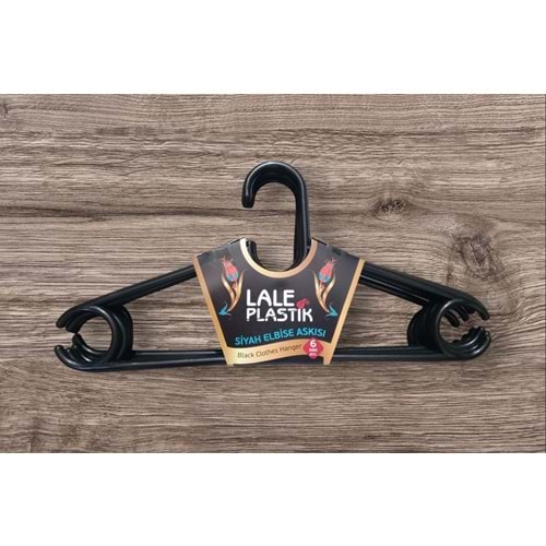 LALE PLASTİK L062 SİYAH ELBİSE ASKISI *10DZ*