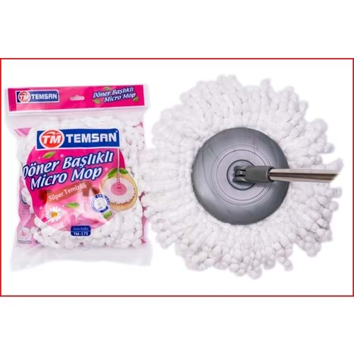 TEMSAN TM175 DÖNER BAŞLIKLI MİKRO İPLİ LÜX MOP *80*