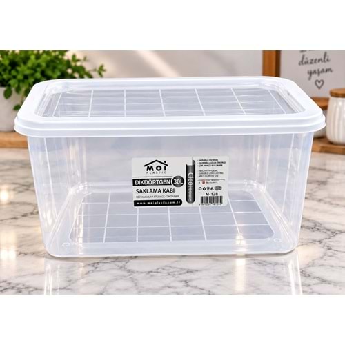 MOİ PLASTİK (C128) COF 1018 30 LT ŞEFFAF DİKD. SAKLAMA KABI *16*