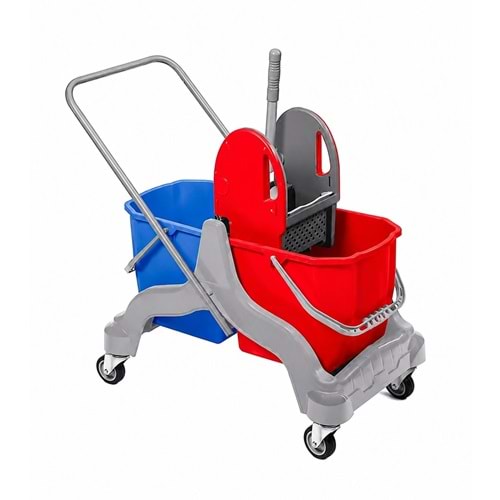 BİLLUR PSG800 ÇİFT KOVALI PLASTİK PRESLİ TEMİZLİK ARABASI